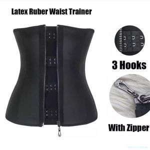 100% Latex Rubber Zip Up Waist Trainer Body Shaper